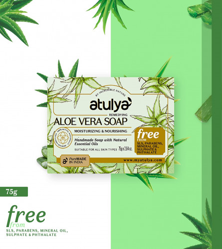 Atulya Remedying Aloe Vera Soap Handmade Bathing Soap with Essential Oils