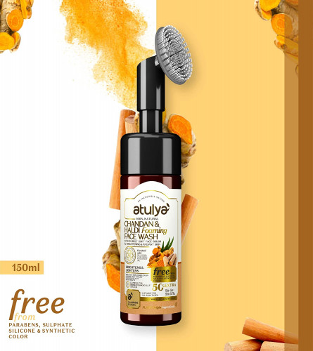 Atulya Chandan & Haldi Foaming Face Wash With In-Built Soft Face Brush