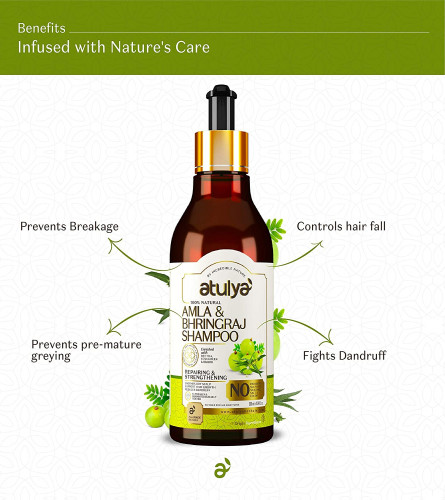 Atulya Amla & Bhringraj Hair Shampoo | Herbal Shampoo Hair Growth Anti-Hair Fall Shampoo