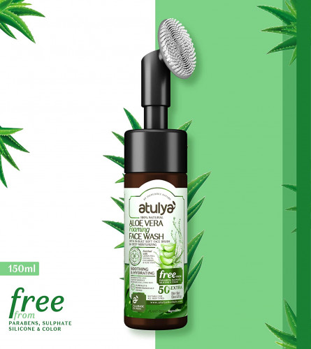 Atulya Aloe Vera Foaming Face Wash | Face Wash with Silicone Brush