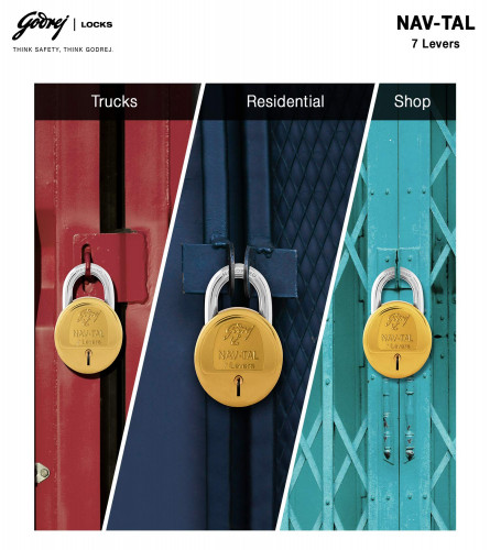 Godrej Locking Solutions and Systems Navtal 7 levers 4 Keys Padlock (Fs)