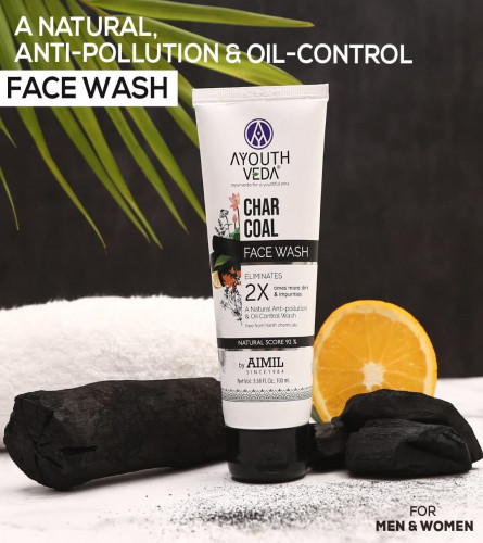 Ayouthveda Activated Charcoal Face Wash | Anti-Polluition, Deep Pore Cleaning