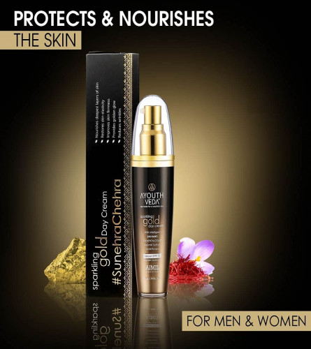 Ayouthveda Sparkling 24K Nano Elemental Gold Day Cream With Natural SPF 15