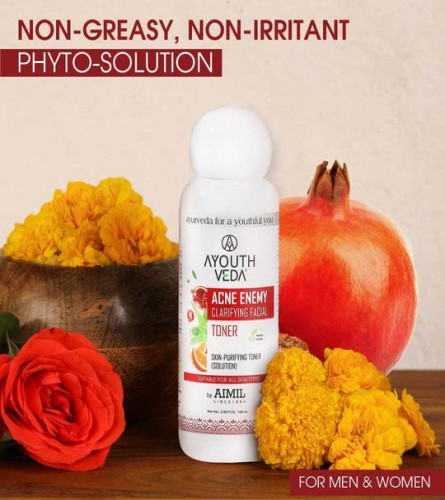 Ayouthveda Acne Enemy Clarifying Facial Toner, Rose Water & Refreshing Peppermint