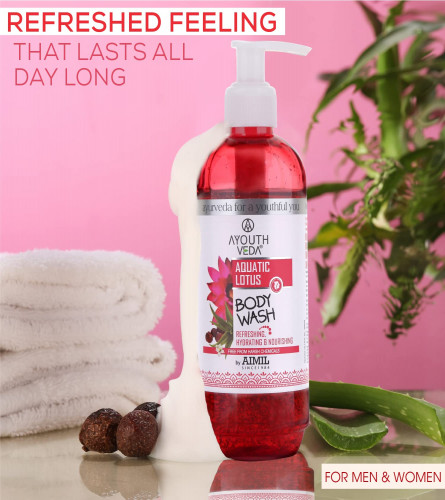 Ayouthveda Aquatic Lotus Body Wash with Rich Blend Of Aloevera, Lotus & Holy Basil