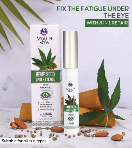 Ayouthveda Hemp Seed Under Eye Gel with Cooling Massage Roller