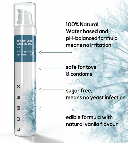 Lubex 100% Natural Long-Lasting Lubricant Gel with Organic Aloe Vera