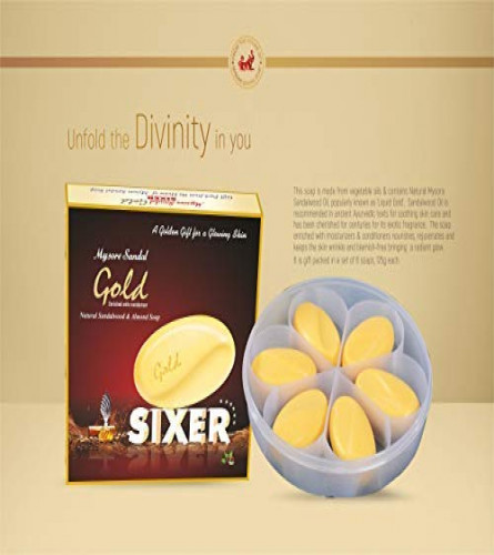 Mysore Sandal Gold Sixer, 125 GM - Pack of 6 (Free Shipping Worldwide)