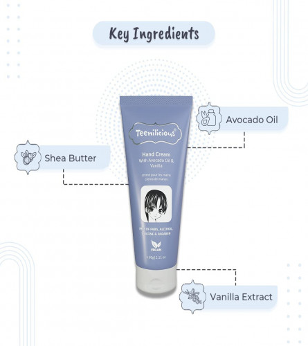 Teenilicious Hand Cream With Avocado Oil & Vanilla for Women 60 gm (Pack of 2)