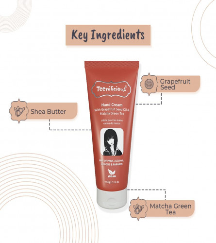 Teenilicious Hand Cream With Grapefruit Seed Oil & Matcha Green Tea 60 gm (Pack of 2)