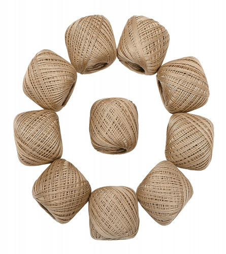 Crochet Cotton Thread Yarn for Knitting and Craft Making Set of 10 Ball (Colour: Chiku) Fs