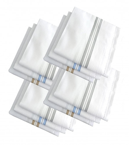 Premium White Handkerchiefs Hanky For Men 100% Cotton, XXL
