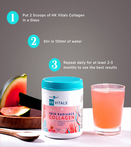 HealthKart Vitals Skin Radiance Collagen Powder Supplements (Watermelon Flavour)