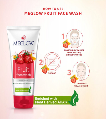 Meglow Fruit Face Wash 70 g (Pack of 3)