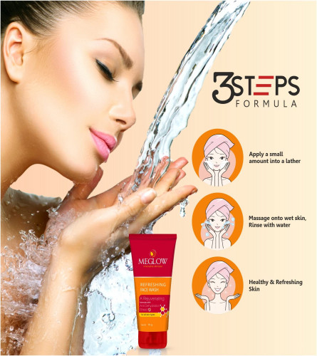 Meglow Refreshing & Rejuvenating Face Wash 70 gm (Pack of 4)