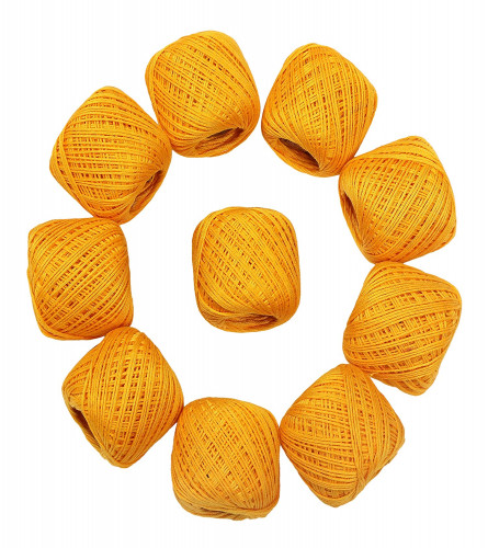 Crochet Cotton Thread Yarn for Knitting and Craft Making Set of 10 Ball (Golden Yellow) Fs