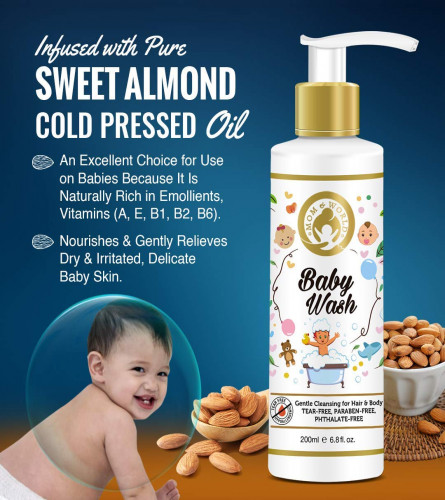 Mom & World Baby Wash - Tear Free Gentle Cleansing For Hair & Body, 200ml