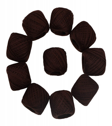 Crochet Cotton Thread Yarn for Knitting and Craft Making Set of 10 Ball (Chocolate Brown) Fs
