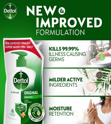 Dettol Liquid Handwash Refill - Original Hand Wash 675ml Germ Defence Formula,  Free shipping world