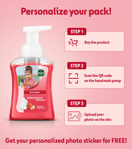 Dettol Foaming Handwash Pump - Strawberry (Pack of 2-250ml each)Rich Foam Moisturizing Hand Wash
