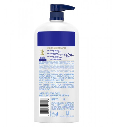 Clinic Plus Strength & Shine With Egg Protein Shampoo For Hair Strengthening & Shine 1 L,Free Ship