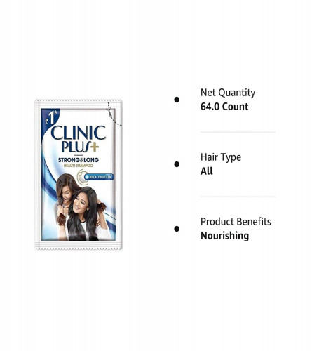 Clinic Plus Strong and Long Health Shampoo Sachet, 6.5ml, Pack of 64 (Free shipping worldwide)