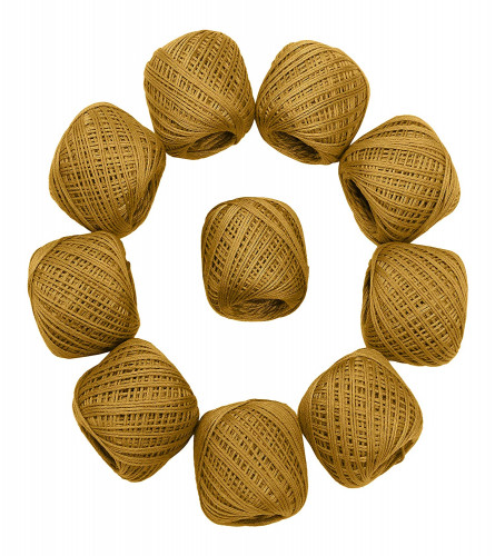Crochet Cotton Thread Yarn for Knitting and Craft Making Set of 10 Ball (Light Brown) Fs