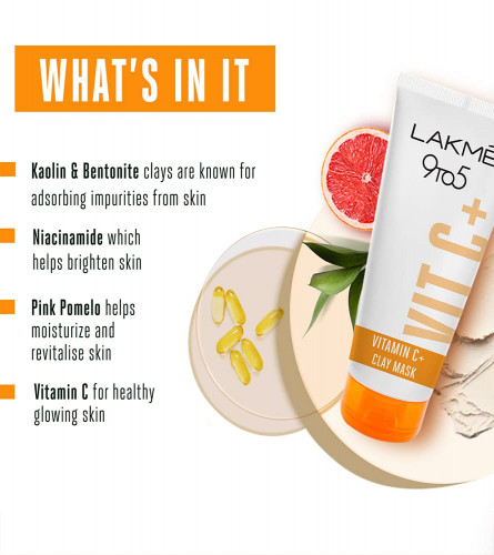 Lakme 9To5 Vitamin C Clay Mask 50 g (Pack of 2)