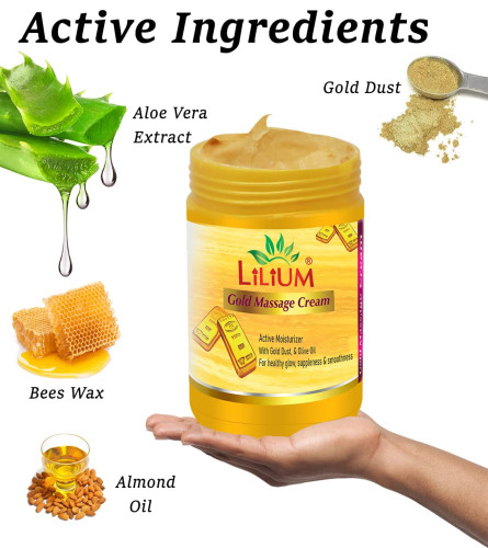 Lilium 24 Caret Glow Gold Massage Cream For Glow & Smoothness