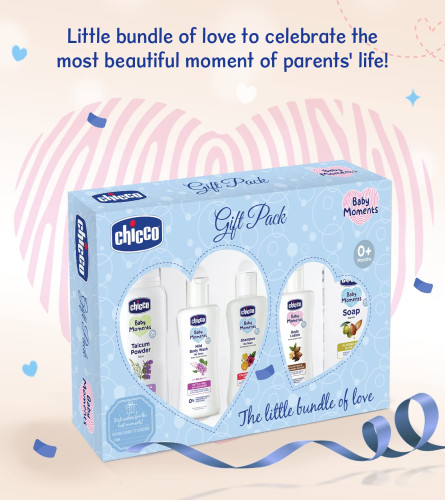 Chicco Baby Moments Caring Gift Pack Blue Baby Gift Sets for Baby Shower, Newborn Gifting