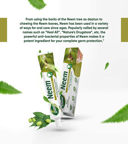 Dabur Herb'l Neem Germ Protection Toothpaste - 600g (200g x 3) No Added Flourides & Parabens