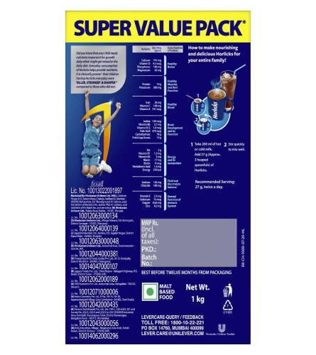 Horlicks Chocolate Health & Nutrition Drink 1 kg Refill Pack, For immunity and 5 signs of growth