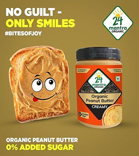 24 Mantra Organic Unsweetened Peanut Butter Creamy