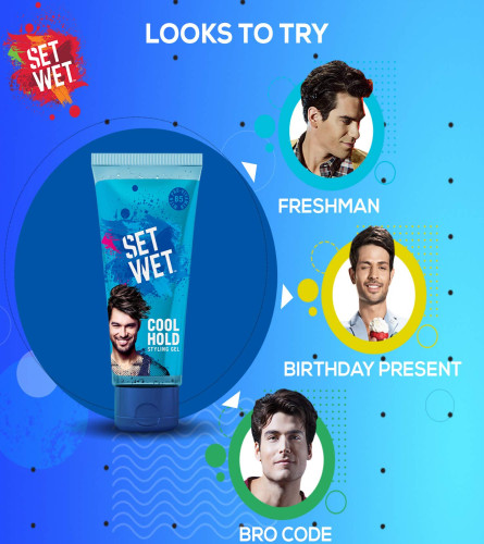 Set Wet Daily Hair Styling Gel for Men Cool Hold, Pro Vitamin B5, Medium Hold , Tube