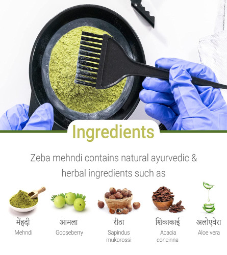 Zeba Henna Powder for Hair, Natural Burgundy Hair colour, Mehandi Powder for Hair