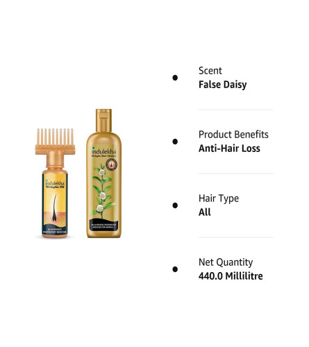 Indulekha Bringha Oil 100ml + Bringha Shampoo 340ml Combo Pack Reduce Hairfall,  Free shipping world