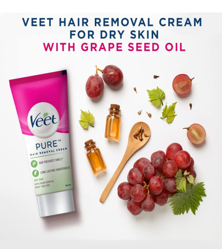 Veet Pure Hair Removal Cream for Women With No Ammonia Smell, Dry Skin 50g (Pack of 3) Free shipping