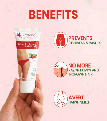 everteen SILKY Hair Removal Cream with Cranberry & Cucumber for Bikini Line & Underarm Free Shipping