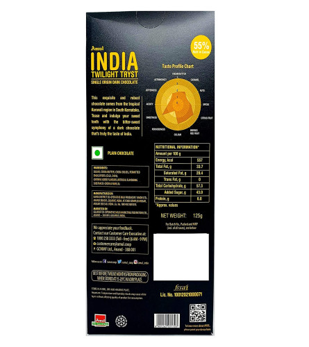 Amul India Origin Dark Chocolate, 125 gm X 2 PACK (Free Shipping Worldwide)