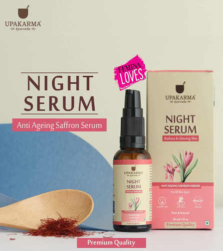 PAKARMA Night Serum with Saffron and Niacinamide for Face – Night Skin Repair and Anti Aging