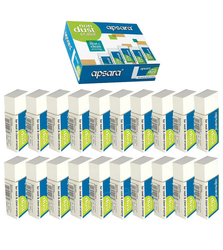 Apsara Non Dust Erasers - White (Pack of 40)
