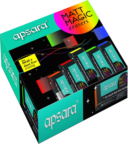 Apsara Matt Magic Jumbo Eraser Black (Pack of 40)