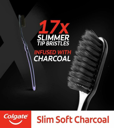 Colgate Slim Soft Charcoal Toothbrush - 4 Pcs (Pack of 4)