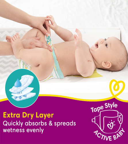 Pampers Active Baby Taped Diapers, Large Size Diapers