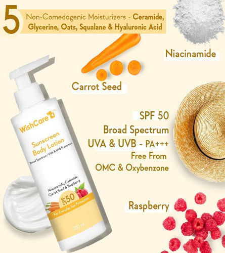WishCare SPF50 Sunscreen Body Lotion With Carrot Seed & Raspberry
