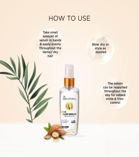The Skin Story Anti Frizz Hair Serum | Non Sticky and UV | Argan Oil, Almond Oil, Vitamin E | All Hair Types