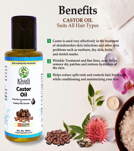 Khadi Natural Herbal Castor Oil 100 ml (Pack of 3)