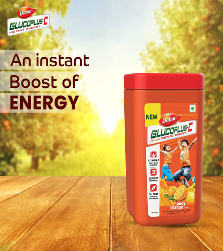 Dabur GlucoPlus-C Instant Energy Glucose Juicy & Tasty Orange Flavour