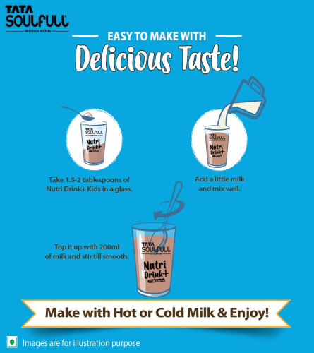 Tata Soulfull Nutri Drink+ for Kids with Millets Cookie & Cream Flavor