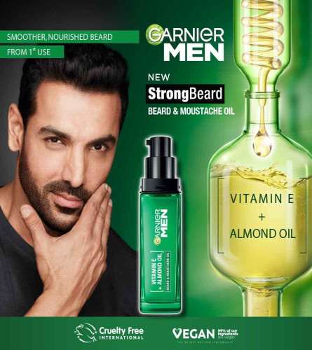 Garnier Men Strong Beard & Moustache Oil 30 ml (Pack of 2)